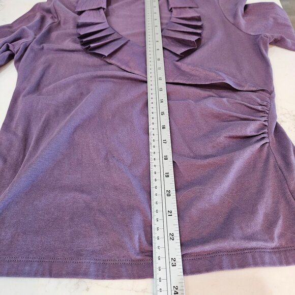 Nic + Zoe Top Medium Purple Ruffled Wrap Long-Sleeve Knit Romantic Stretch - Picture 8 of 9